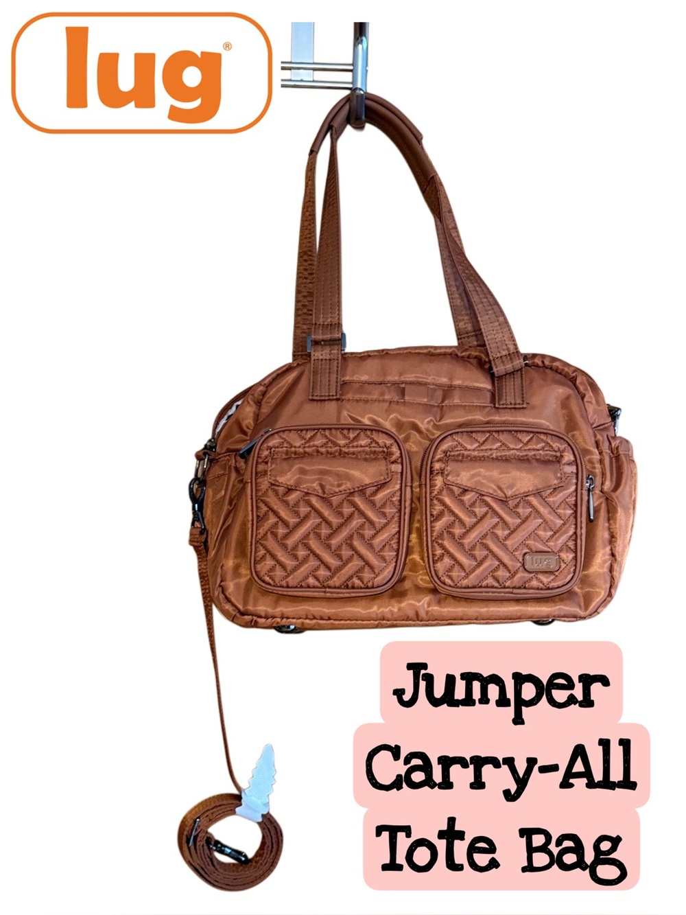 Lug Jumper Carry All Tote Bag Crossbody Bag Copper Brown